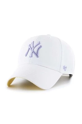47 brand czapka z domieszką wełny MLB New York Yankees kolor biały z aplikacją