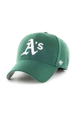 47 brand czapka z domieszką wełny MLB Oakland Athletics kolor zielony z aplikacją B-MVP18WBV-DGE