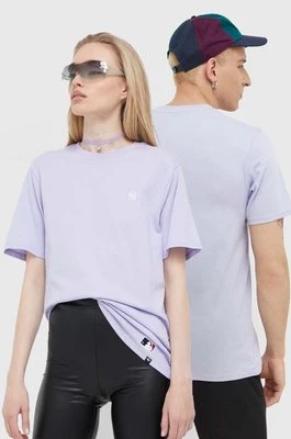 47 brand t-shirt bawełniany MLB New York Yankees kolor fioletowy z aplikacją