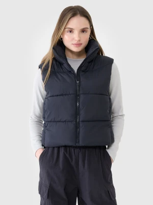 4F Bezrękawnik puchowy cropped z wypełnieniem syntetycznym damski - czarny XXL