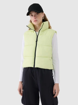 4F Bezrękawnik puchowy cropped z wypełnieniem syntetycznym damski - zielony XXL