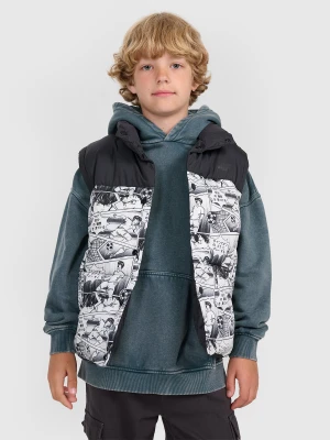 4F Bezrękawnik puchowy z wypełnieniem syntetycznym chłopięcy - czarno-biały 140 (9-10 lat)