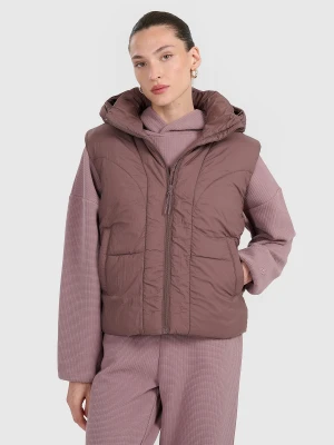 4F Bezrękawnik puchowy z wypełnieniem syntetycznym damski - brązowy XL