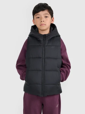 4F Bezrękawnik puchowy z wypełnieniem syntetycznym dziecięcy - czarny 140 (9-10 lat)