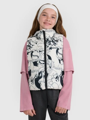 4F Bezrękawnik puchowy z wypełnieniem syntetycznym dziewczęcy - biały 140 (9-10 lat)