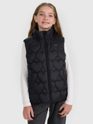 4F Bezrękawnik puchowy z wypełnieniem syntetycznym dziewczęcy - czarny 152 (11-12 lat)