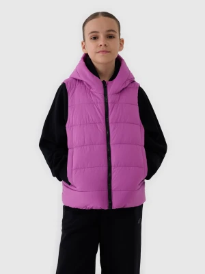 4F Bezrękawnik puchowy z wypełnieniem syntetycznym dziewczęcy - fioletowy 140 (9-10 lat)