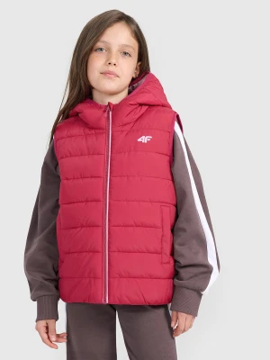 4F Bezrękawnik puchowy z wypełnieniem syntetycznym dziewczęcy - różowy 134 (8-9 lat)