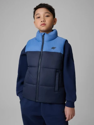 4F Bezrękawnik z wypełnieniem syntetycznym chłopięcy - granatowy 128 (7-8 lat)