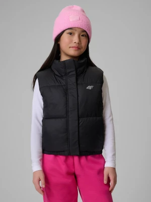 4F Bezrękawnik z wypełnieniem syntetycznym dziewczęcy - czarny 122 (6-7 lat)