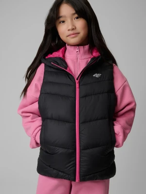 4F Bezrękawnik z wypełnieniem syntetycznym dziewczęcy - czarny 152 (11-12 lat)