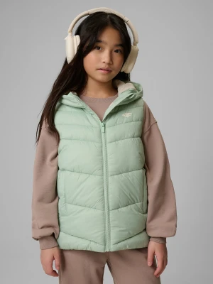 4F Bezrękawnik z wypełnieniem syntetycznym dziewczęcy - miętowy 122 (6-7 lat)