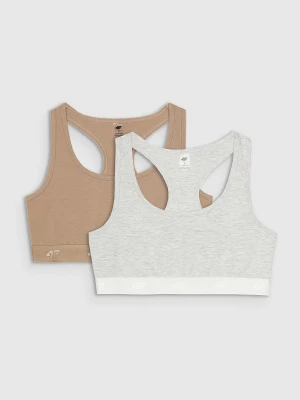 4F Biustonosz bawełniany z niskim wsparciem (2-pack) damski - multikolor XS