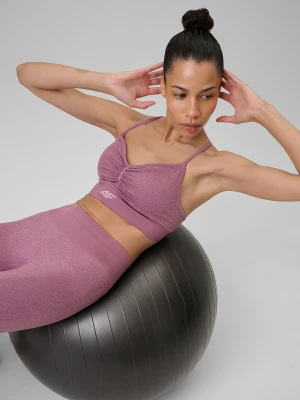 4F Biustonosz do jogi bezszwowy z niskim wsparciem damski - różowy XS/S