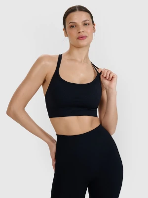 4F Biustonosz do jogi i pilatesu z niskim wsparciem - czarny XS/S