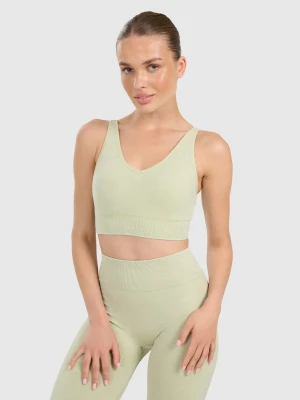 4F Biustonosz do jogi i pilatesu ze średnim wsparciem damski - zielony XS/S
