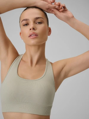 4F Biustonosz treningowy bezszwowy z niskim wsparciem damski - beżowy XL/XXL