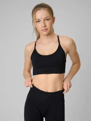 4F Biustonosz treningowy bezszwowy z niskim wsparciem damski - czarny XL/XXL
