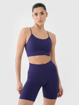4F Biustonosz treningowy bezszwowy z niskim wsparciem damski - granatowy XS/S