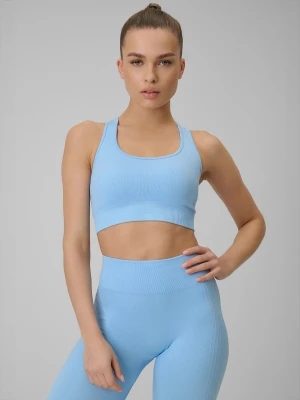 4F Biustonosz treningowy bezszwowy z niskim wsparciem damski - niebieski M/L