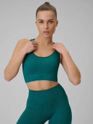 4F Biustonosz treningowy bezszwowy z niskim wsparciem damski - turkusowy M/L