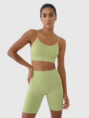 4F Biustonosz treningowy bezszwowy z niskim wsparciem damski - zielony XS/S