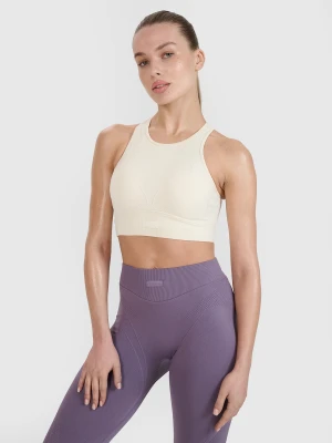 4F Biustonosz treningowy bezszwowy ze średnim wsparciem 4F x Anna Lewandowska - biały L/XL