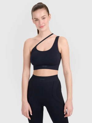 4F Biustonosz treningowy z asymetrycznym ramiączkiem - czarny XS/S