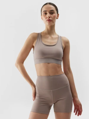 4F Biustonosz treningowy z niskim wsparciem z materiału z recyklingu damski - beżowy L