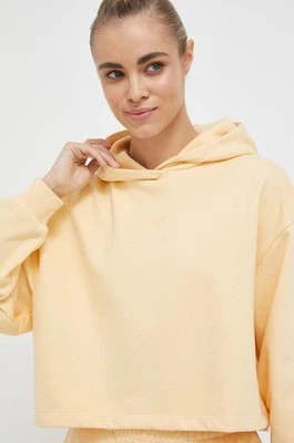 4F bluza damska kolor żółty z kapturem gładka