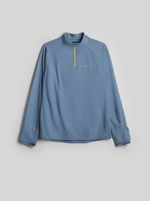 4F Bluza do biegania slim bez kaptura męska - denim L Granatowy