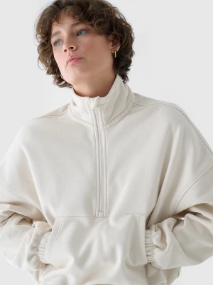 4F Bluza dresowa bez kaptura damska - beżowa L