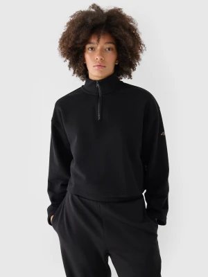 4F Bluza dresowa cropped nierozpinana bez kaptura damska - czarna L
