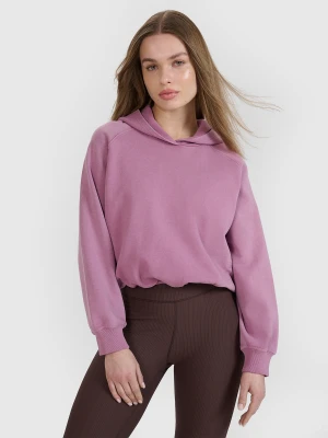 4F Bluza dresowa cropped nierozpinana z kapturem damska 4F x Anna Lewandowska - różowa M