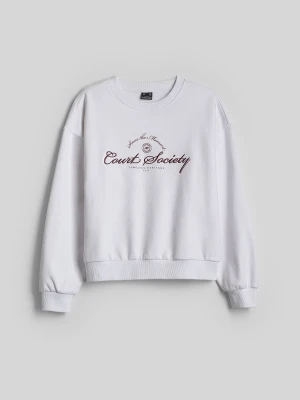 4F Bluza dresowa loose bez kaptura damska - biała M
