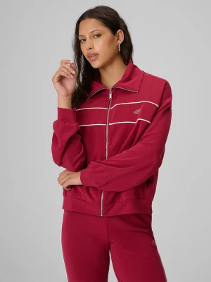 4F Bluza dresowa loose bez kaptura damska - burgundowa XS Burgundowy