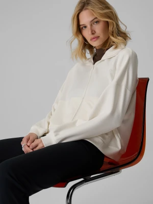 4F Bluza dresowa loose bez kaptura damska - kremowa XL Kremowy