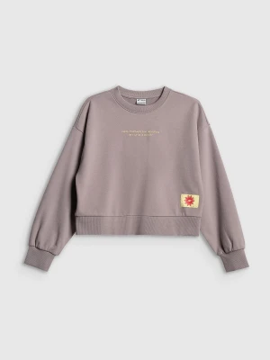 4F Bluza dresowa loose bez kaptura dziewczęca - beżowa 146/152 (10-12 lat)