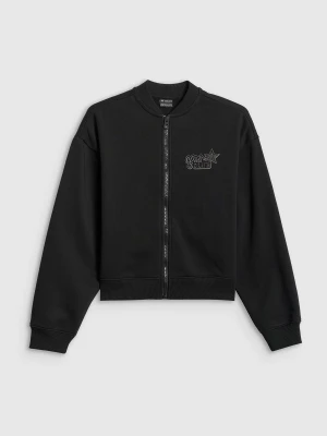 4F Bluza dresowa loose bez kaptura dziewczęca - czarna 122/128 (6-8 lat)