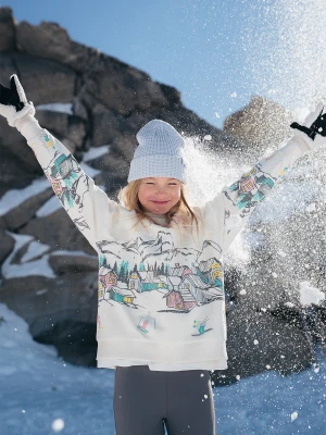 4F Bluza dresowa loose nierozpinana bez kaptura dziewczęca - biała 122/128 (6-8 lat)