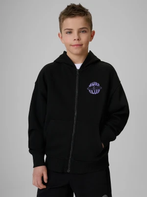 4F Bluza dresowa loose z kapturem chłopięca - czarna 134/140 (8-10 lat)