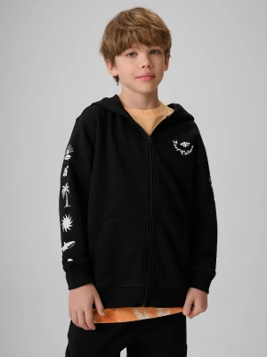 4F Bluza dresowa loose z kapturem chłopięca - czarna 146/152 (10-12 lat)