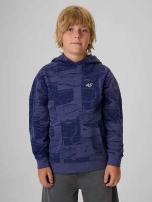 4F Bluza dresowa loose z kapturem chłopięca - granatowa 134/140 (8-10 lat)
