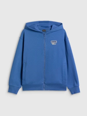 4F Bluza dresowa loose z kapturem chłopięca - granatowa 134 (8-9 lat)