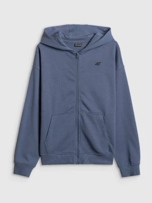 4F Bluza dresowa loose z kapturem chłopięca - niebieska 146/152 (10-12 lat)