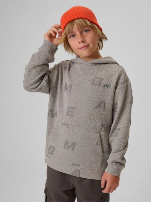 4F Bluza dresowa loose z kapturem chłopięca - szara 122 / 128 (6-8 lat)