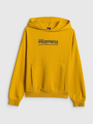 4F Bluza dresowa loose z kapturem chłopięca - żółta 158/164 (12-14 lat)