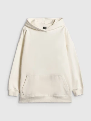 4F Bluza dresowa loose z kapturem damska - beżowa S