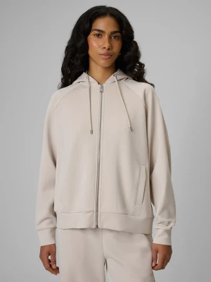 4F Bluza dresowa loose z kapturem damska - biała XS