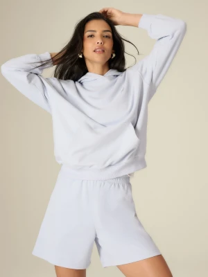 4F Bluza dresowa loose z kapturem damska - niebieska XL